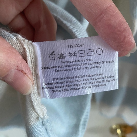 Club Monaco silk knit baby blue stripe sweater - Picture 3 of 15